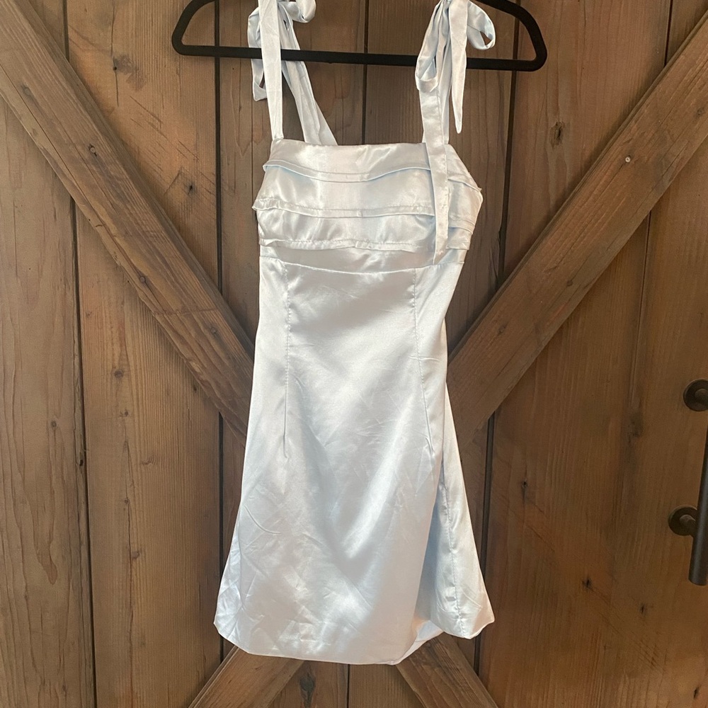 Elegant Light Baby Blue Mini Dress